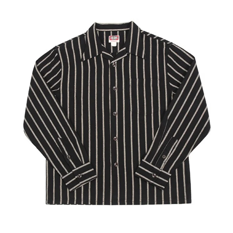 

BOB Dong Long-sleeved Striped Shirt Vintage Spring Clothes Men's Casual Shirt Amekaji Cotton Shirt
