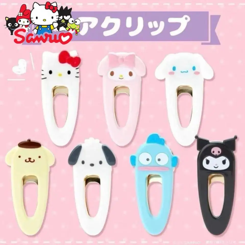 

Sanrio Kuromi Hello Kitty Melody Cinnamoroll Pochacco Hairpins BB Clips Cartoon Sweet Girl Hair Bangs Side Clip Hair Accessories