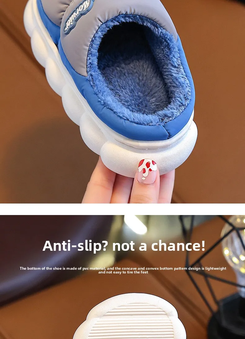 Children Winter Slippers - Waterproof Kids Cotton Slippers | Warm Woolen Home Shoes