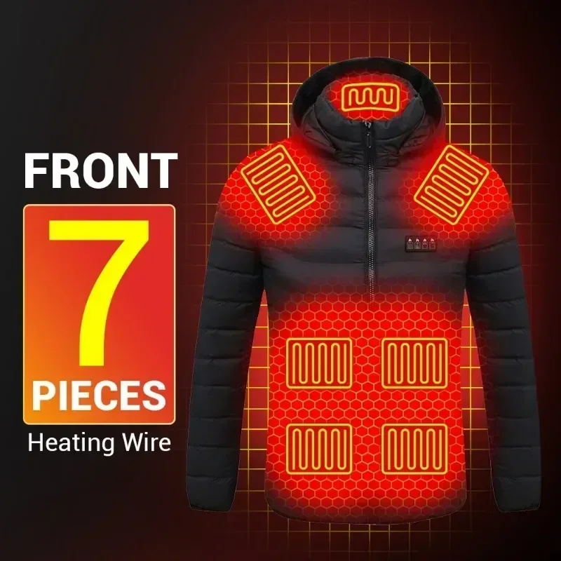 USB Heating Jackets Men Winter Warm Heated Parkas 21 Zones Electric Heated Jackets Waterproof Warm Jacket Coat Plus Size 6XL