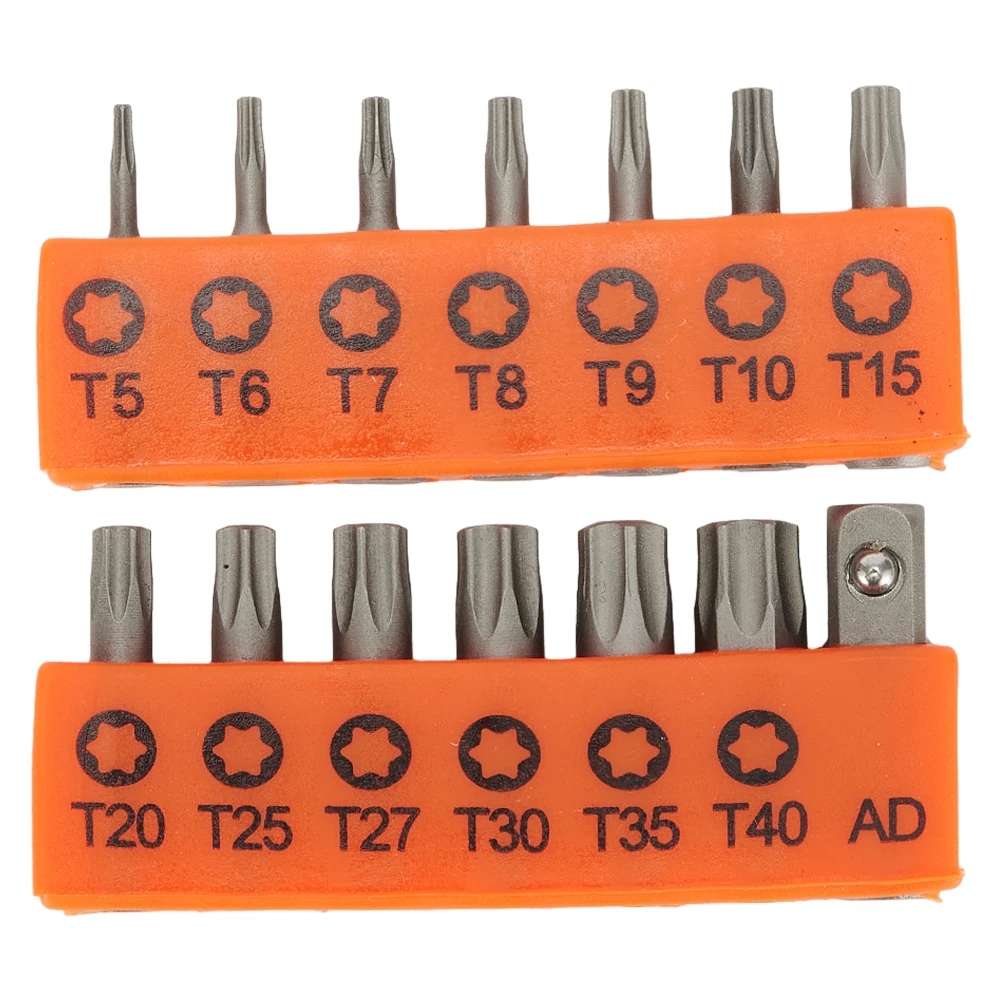 합금 강철 Torx 스크루 드라이버 비트, 구멍 T5-T40 포함, 1/4 인치 육각 생크, 전기 스크루 드라이버 스타 비트 세트, 수공구, 14 개/세트, 25mm