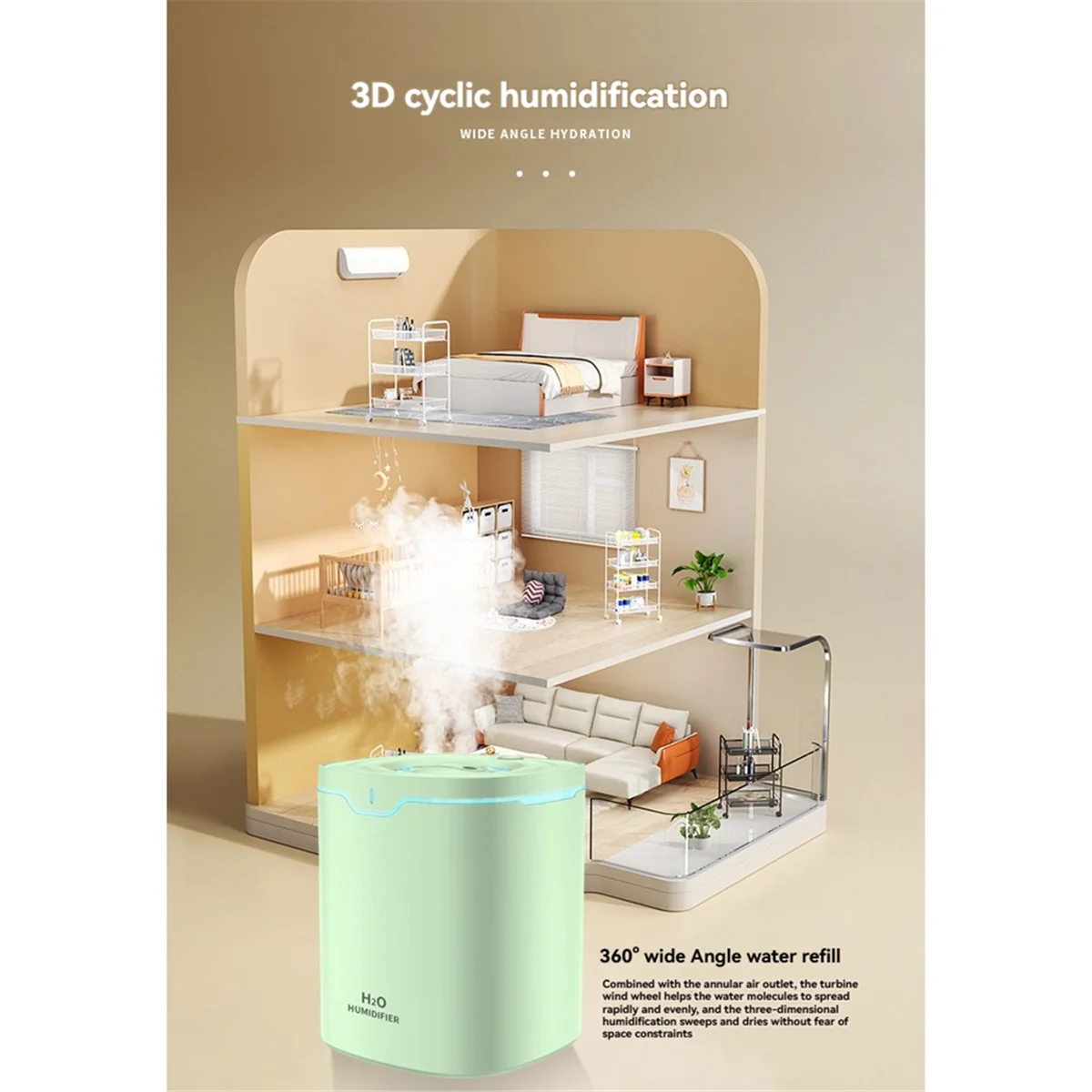 SEMOIC 2L Large Capacity Dual Humidifier Cool Mist Humidifier Silent Operation, Humidity Control for Home and Office