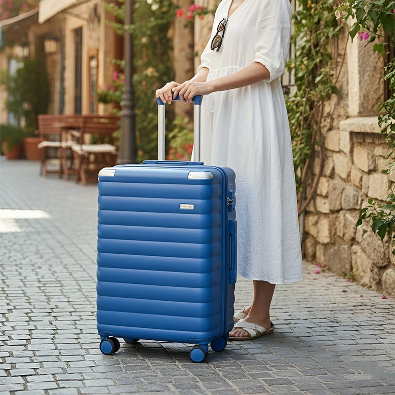 Set Of 2 Luggage Suitcases With Wheels And Telescopic Handle Black Blue_voghion.com