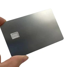 Tarjeta de Crédito de Metal en blanco, color negro mate, 1 piezas, con ranura para Chip y banda magnética para grabado láser adicional