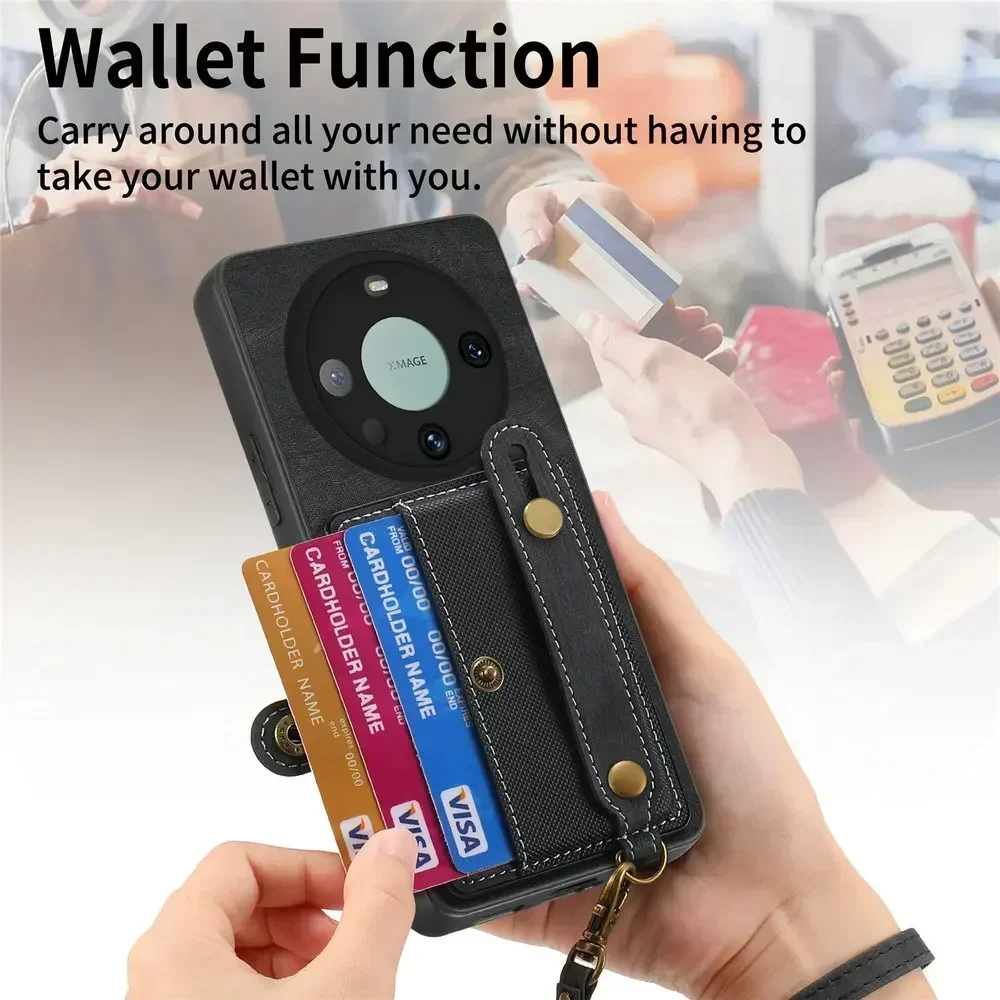 Deluxe Leather Wristband Card Wallet Phone Case & Back Cover
