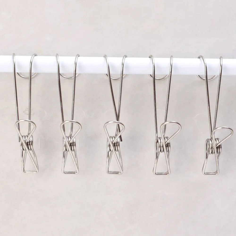 10/1PCS Stainless Steel Clothes Pegs clothes pegs clothespins with hooks Multi-purpose Laundry Clothespins Holder Hanging Clamps Kitchen Bathroom Organizer Hooks