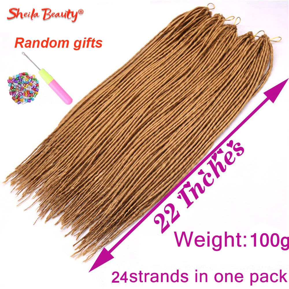 Soft Dreadlocks Synthetic Hair Extensions 22" Ombre Crochet Braids Single Twist Ends Dread Braiding Hair for Women Pink Brown 6