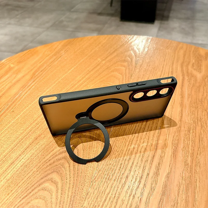 Matte Translucent Magnetic Ring Holder Phone Case with Slim Hard Protection