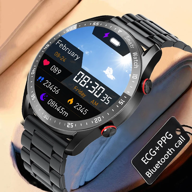Tanio 2022 nowe połączenie Bluetooth inteligentny zegarek mężczyźni wodoodporny Sport Fitness Tracker sklep