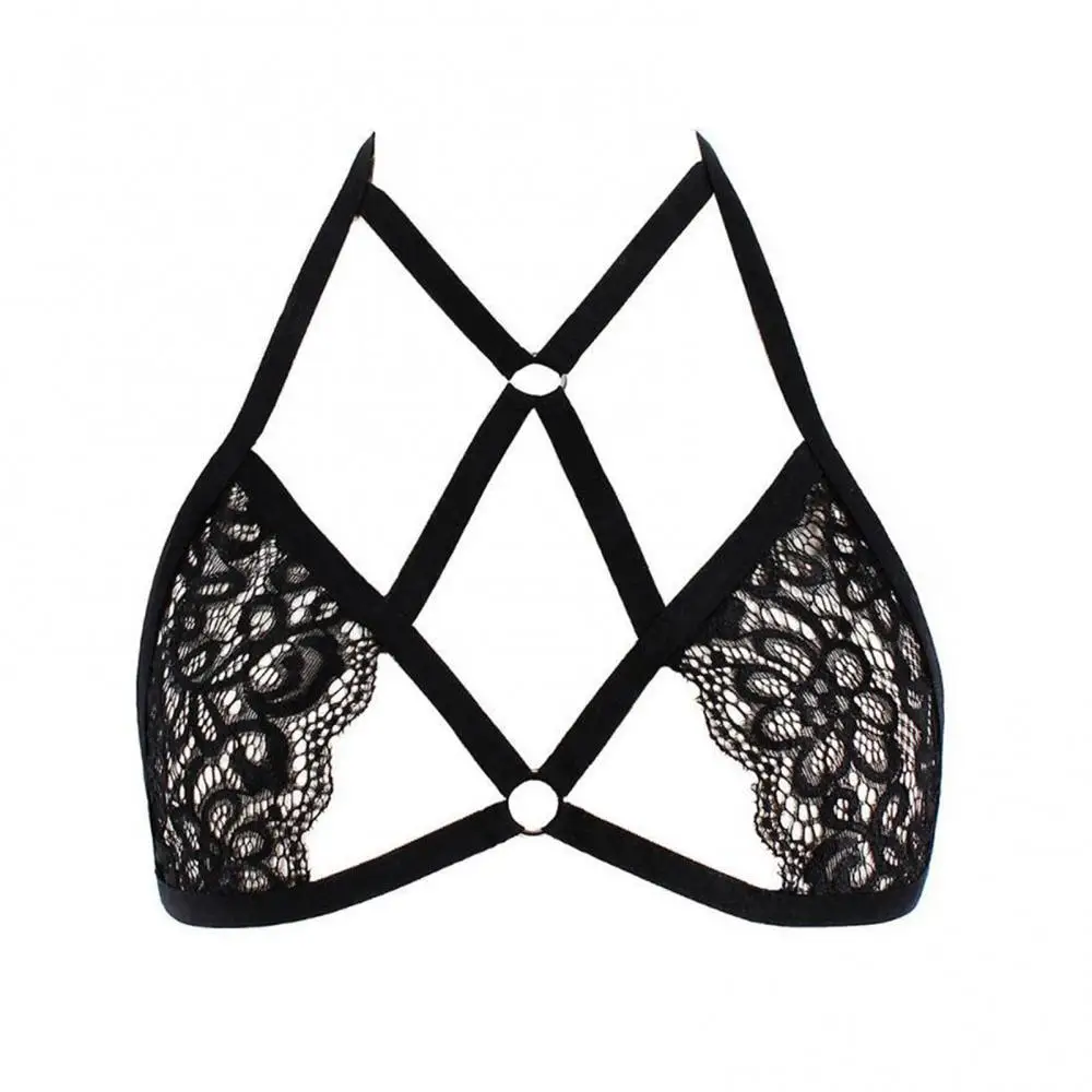 Sexy Women Bra See-through Solid Color Lace Backless Sexy Slimming Temptation Push Up Bra