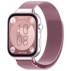 Milanese Loop Magnetic Stainless Steel Watch Band - 2024 Newest Accessories for huawei fit 3 (Pink gold 04)