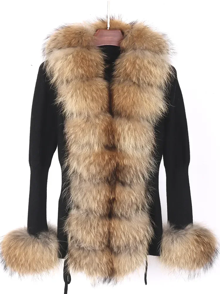 Description Picture 4 of itemHot Sales Lady Knitwear Autumn Winter Sweater Women Real Fox Fur Coat Knitted Cardigans with Natural Fur Fashion Streetwear