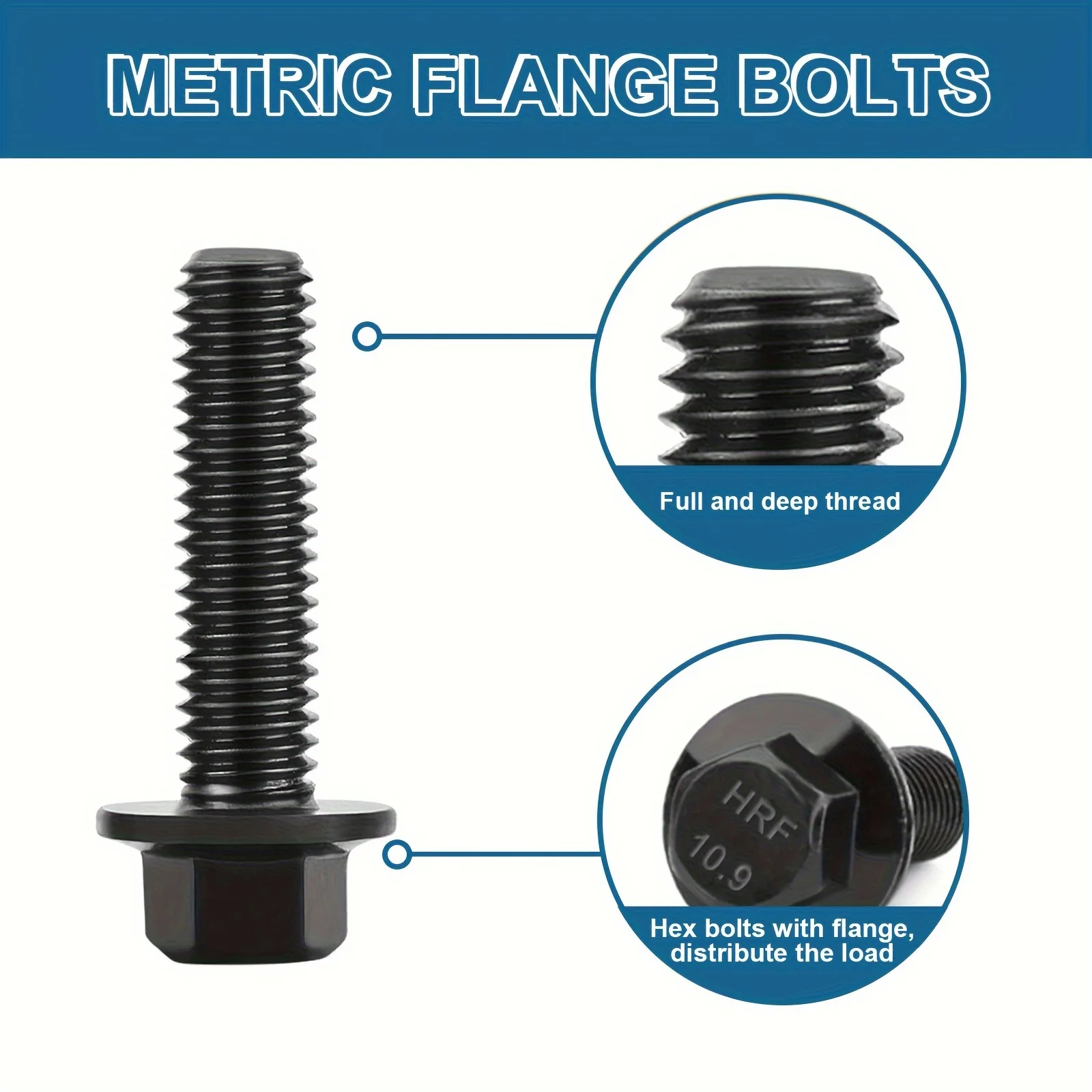 VKKM 132 pcs M8 Hex Cap Flange Bolt Assortment Kit/Screws, Nuts & Washers/Black Oxide, M8-1.25 x 12/16/20/25mm