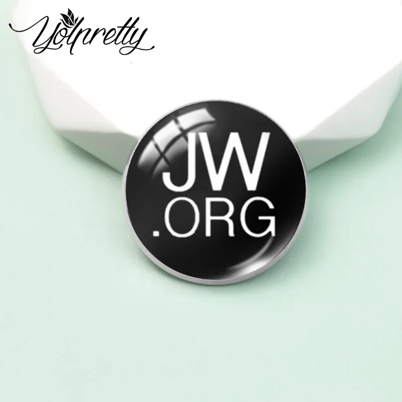 2023 New Arrival Fashion JW.ORG Jehovah's Witnesses JW the Bible Love Glass Dome Round Brooch Handcraft Jewelry Badge Pins