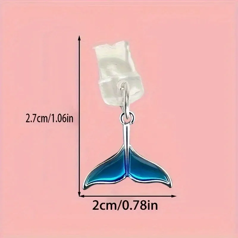 귀여운 3D 블루 피쉬 테일 폰 먼지 방지 플러그 액세서리 장 펜던트 (아이폰, 삼성 타입C 충전 포트용)