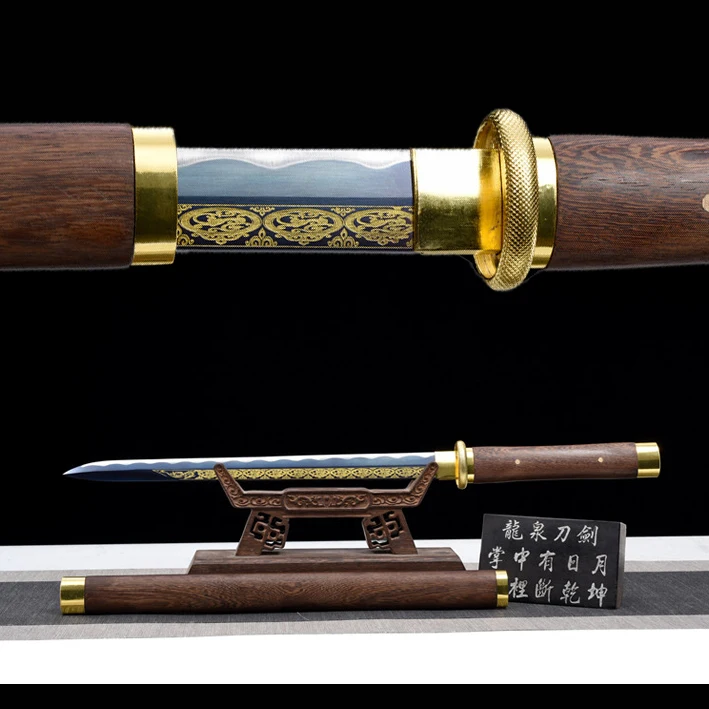 

62cm Medieval Black Dragon Blue Tang Sword True Steel Battle Sword Warrior Battle Kung Fu martial arts weapon Sharp katana
