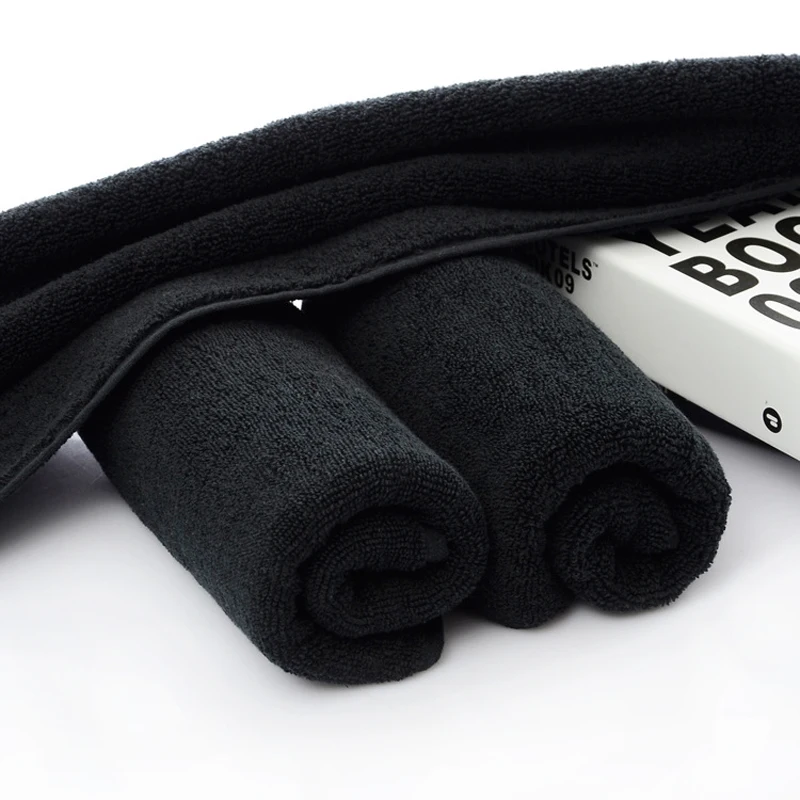 Black Towel Cotton Soft Face Towel Hotel Bathroom Beauty household Strong Water Absorption Washcloth Kitchen Towels 5
