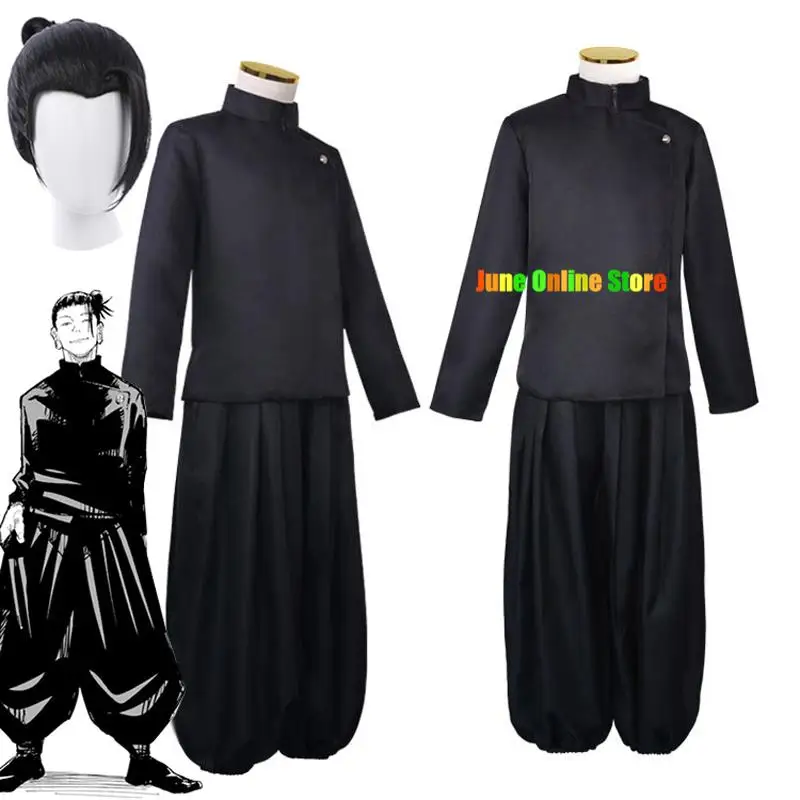 

Anime Jujutsu Kaisen Geto Suguru Cosplay Costume Black Uniform Suit Wigs Halloween Party Carnival Roleplay Outfits Men Woman