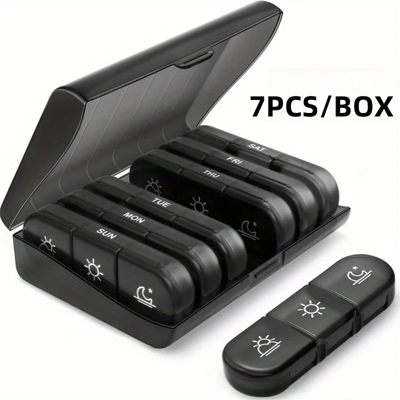 Portable Travel Pill Organizer with Large 7-Day Compartments for Vitamins and Medications
