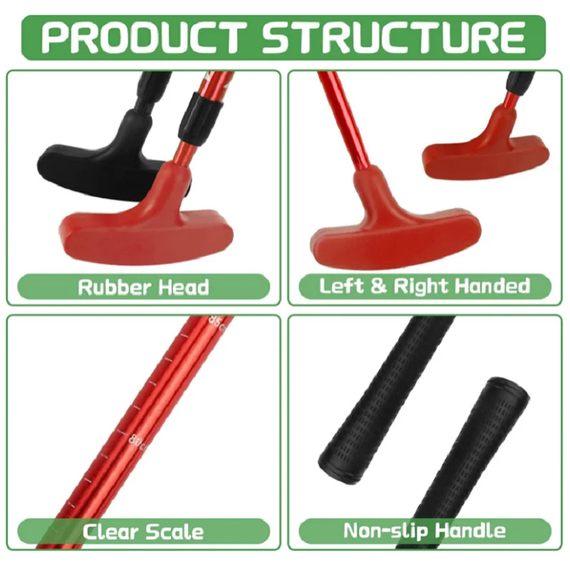 Putter Da Golf Regolabile Unisex 60-90 Cm - Mazza Adattabile Per Mancini E Destri, Set Con 4 Palline E Buca Con Bandiera