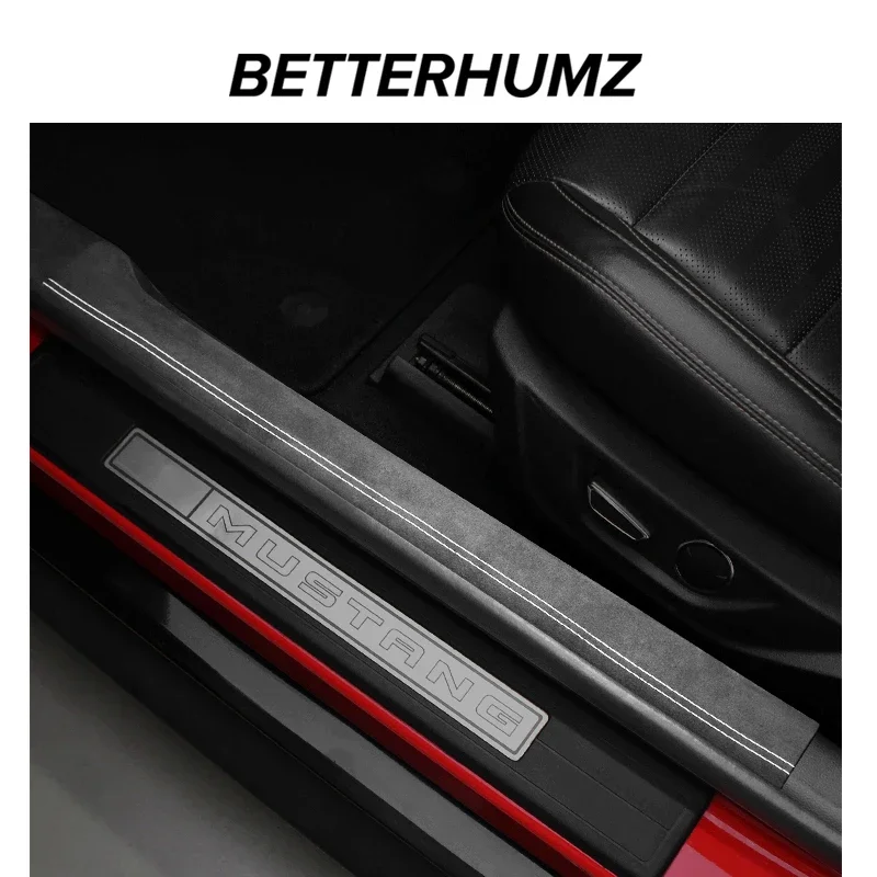 Door Protect Sticker For Ford Mustang 2024 2025 Anti-kick Pad Suede Leather Carbon Car Door Protection Edge Interior Accessories
