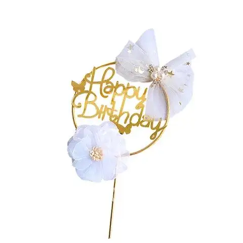

Princess Butterfly Pink Creative Painted Happy Birthday Cake Topper Set Baby Shower Kids Favors Party Supplies Candy Bar