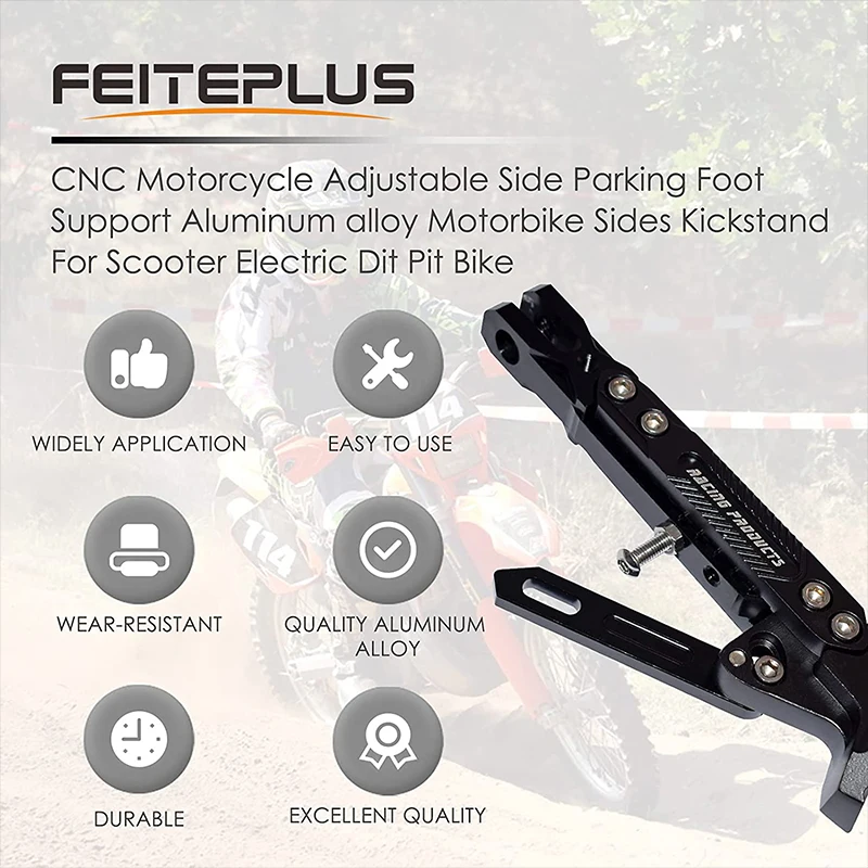 Motorcycle adjustable CNC metal foot bracket kick side bracket durable corrosion resistant motorcycle stand accessories motorcycle kickstand extender motorcycle stand
