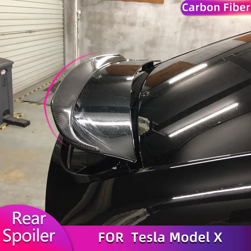 

Carbon Fiber Car Rear Trunk Spoiler Wings for Tesla Model X 75D 90D 100D 2016-2018 Racing Rear Boot Lid Duckbill Wing Lip