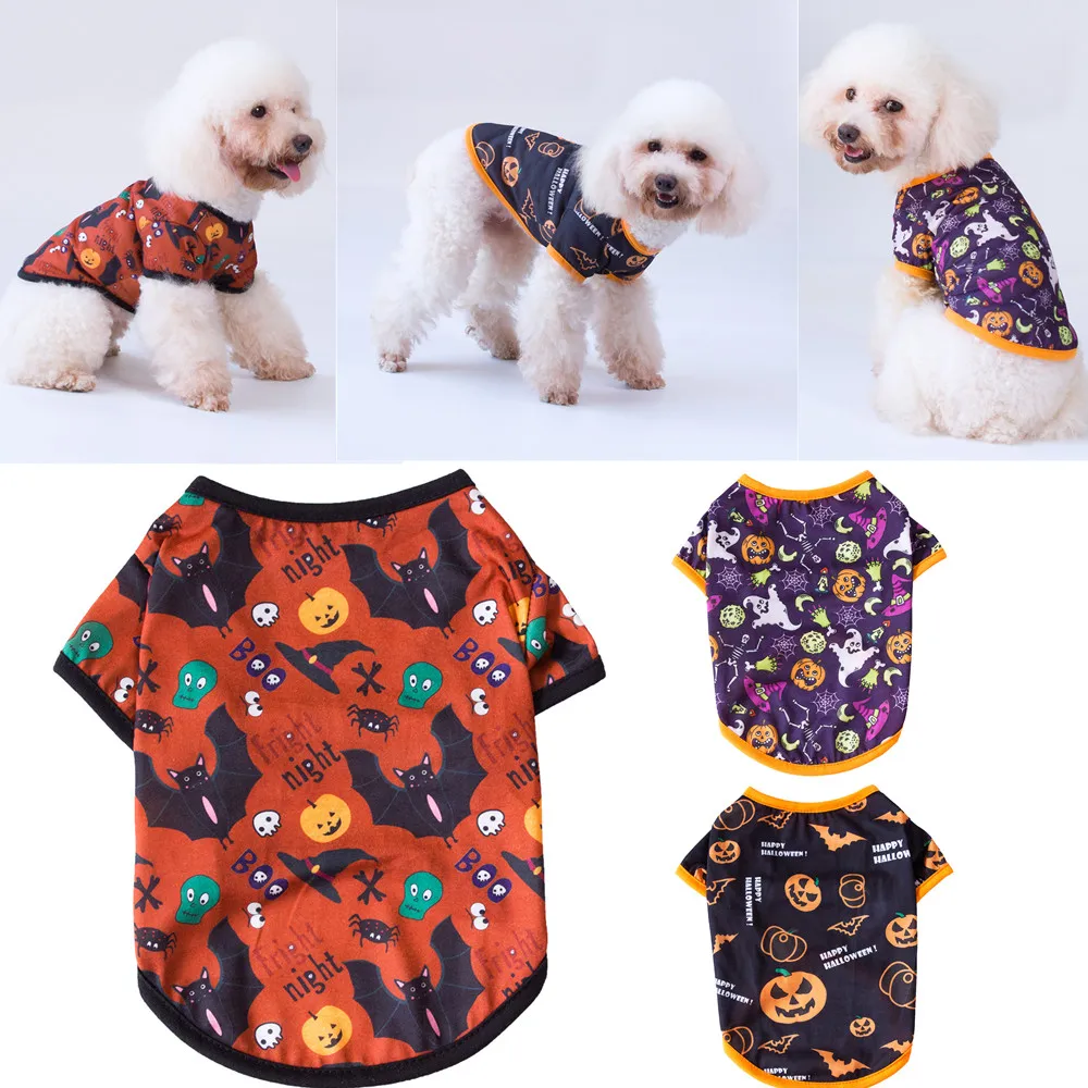 

Halloween Style Dog Clothes for Small Dogs Puppy Cat Decoration Clothing New Cotton Coat Chihuahua Yorkshire Tshirt Vest Kitten