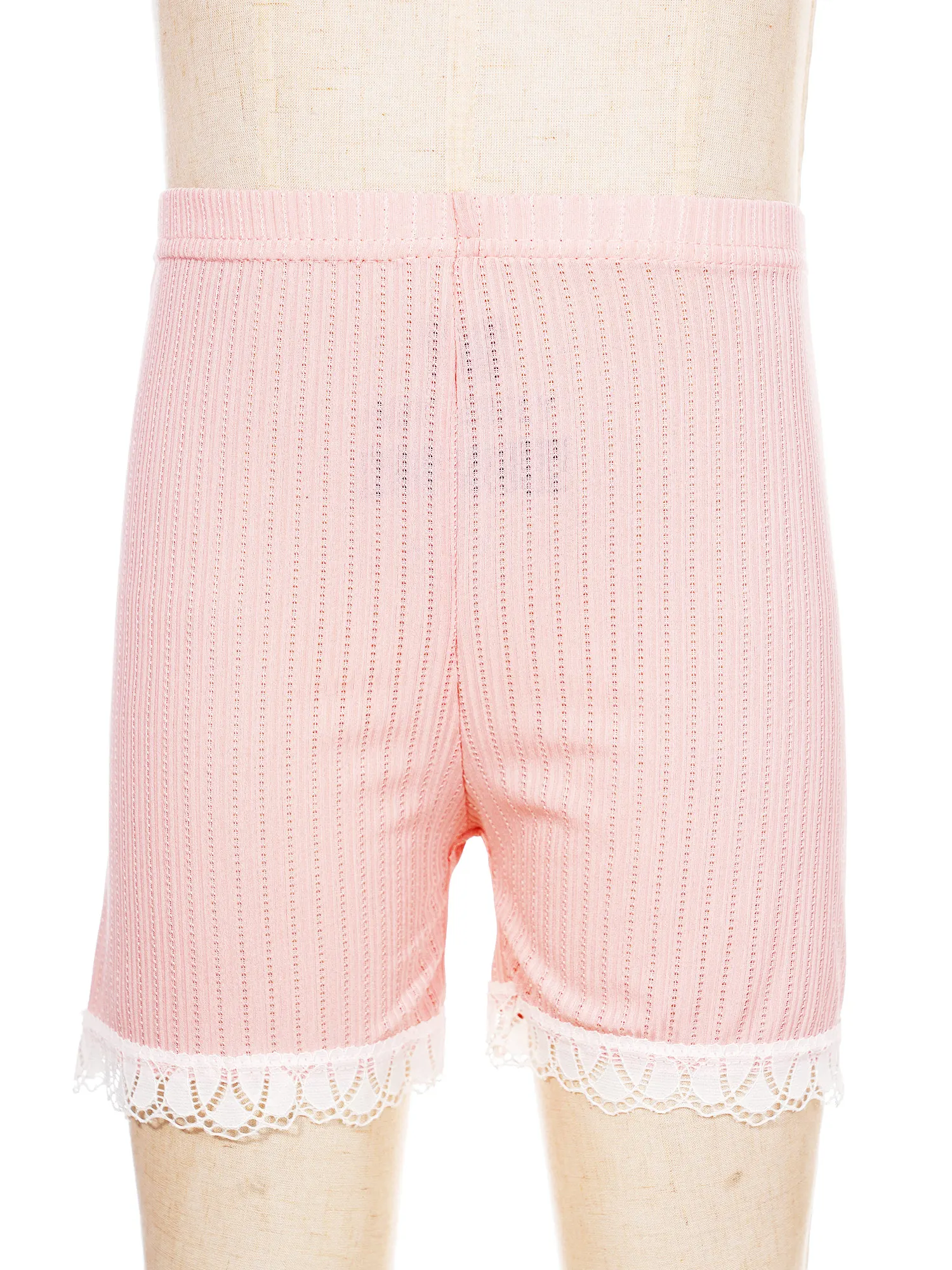 Kids Girls Lace Trim Shorts Elastic Waistband Safety Shorts Cute Panties Underwear Pajama Bottoms Nightwear Homewear Loungewear