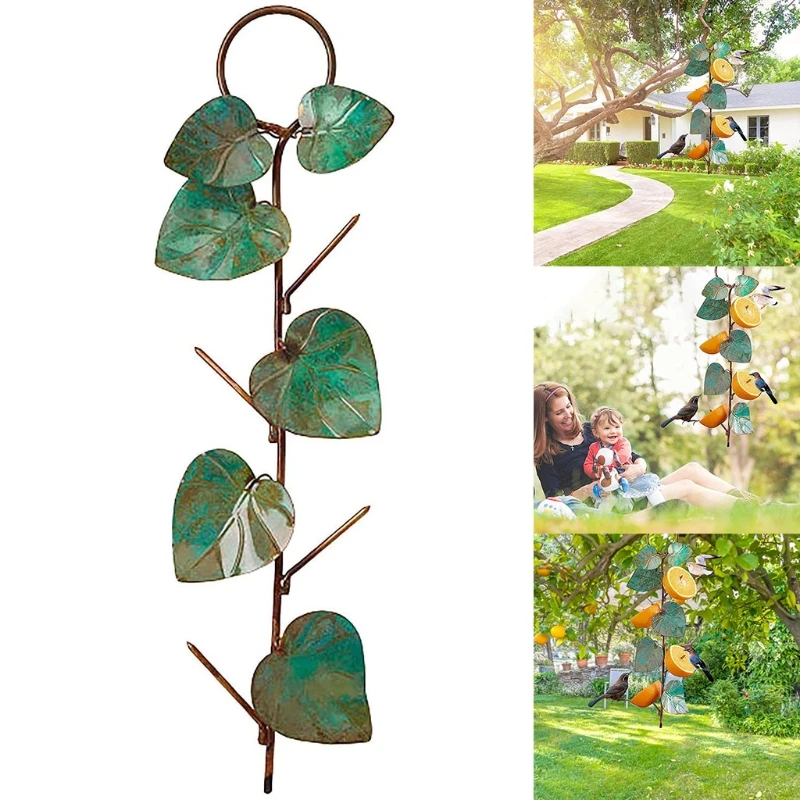 

Metal Hummingbird Bird Feeder Suspended Leaf Decorative Garden Art Birdfeeder Hanging for Outdoor Yard Patio Decoration