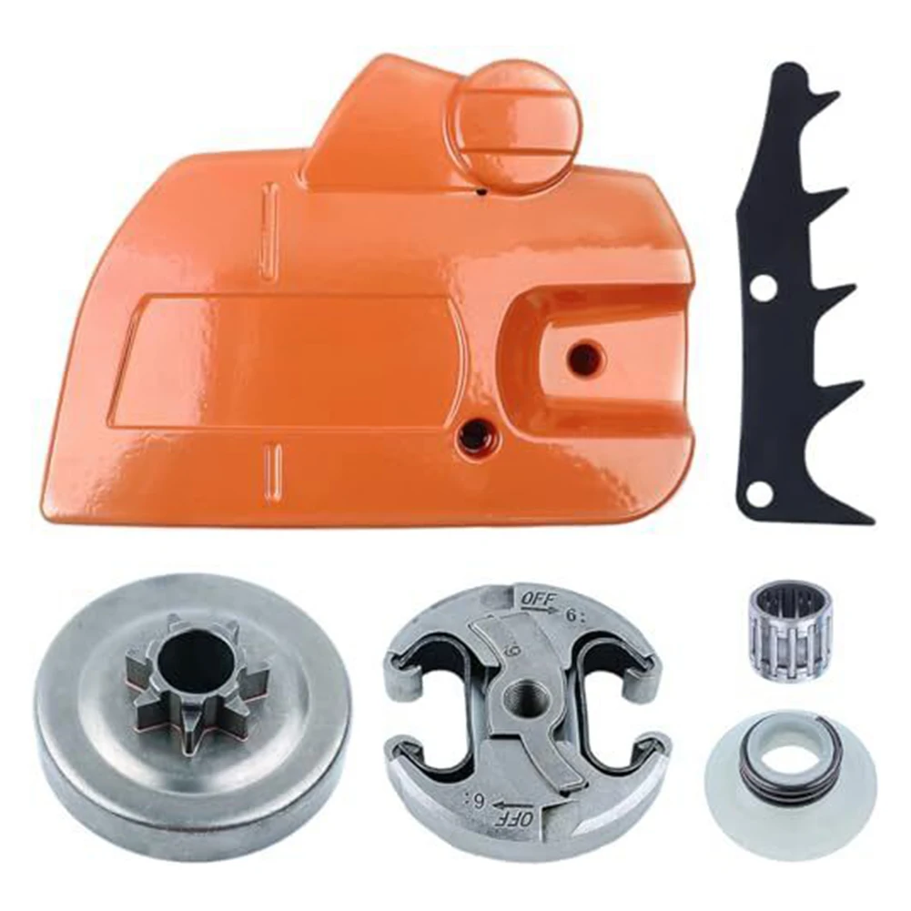 

7T Chainsaw Brake Clutch Drum Cover Worm Gear Needle Bearing Spike For 445 450 Chainsaw Anti Chip Cover Kit Garden Power Tools