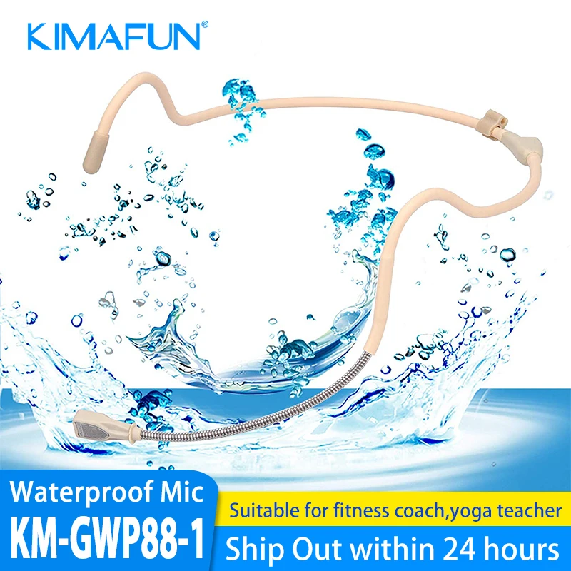 

KIMAFUN 2.4G Wireless Headset Waterproof Microphone System with Transmitter and 3.5mm Receiver,Design for Fitness Coach,Yoga