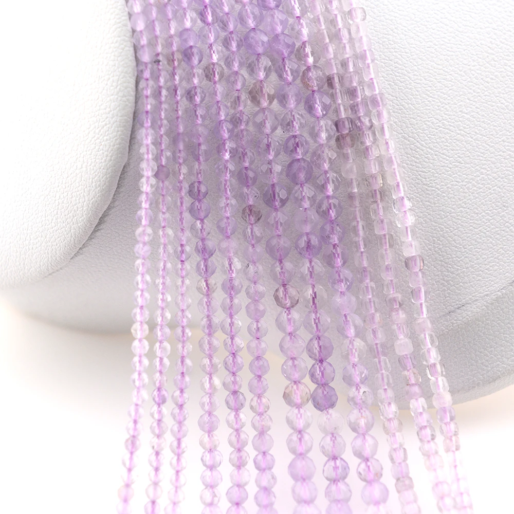 Natural Lavender Amethyst Faceted Round / Cube Beads 2mm,3mm,4mm，Fine Jewelry Making, DIY Bracelet And Necklace 3