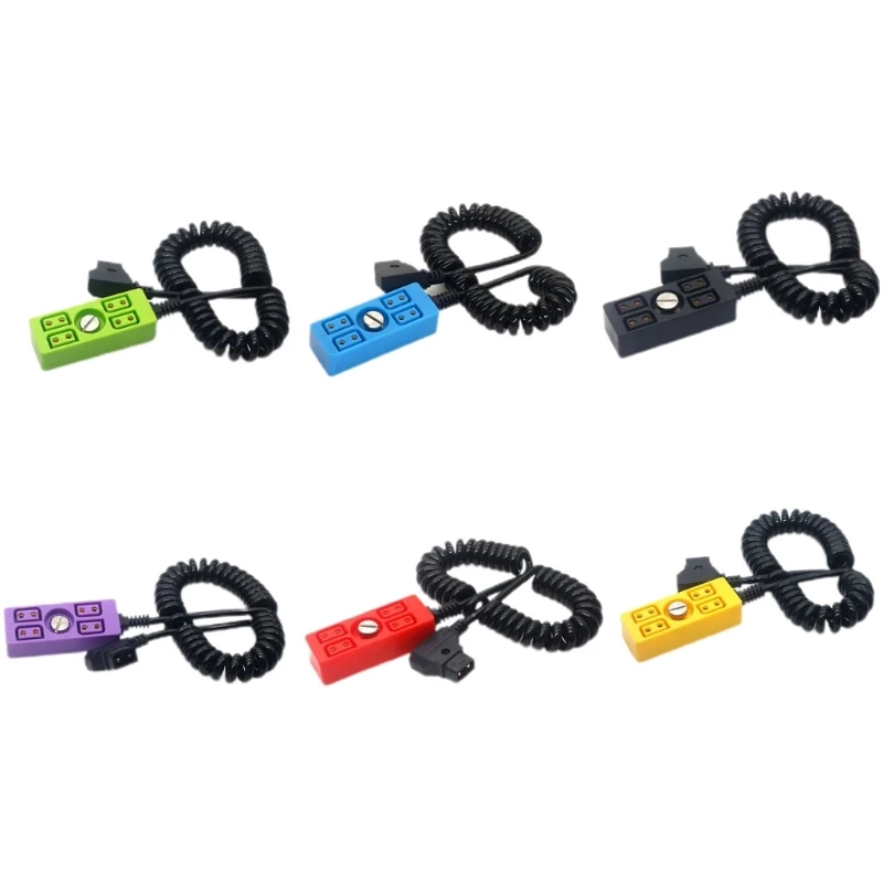 

1/4" Screw D-tap 1-port to 4-port Hub Splitter Cable for Camera Video Transmitter Elastic Spring Coiled Power Cord Line 87HC