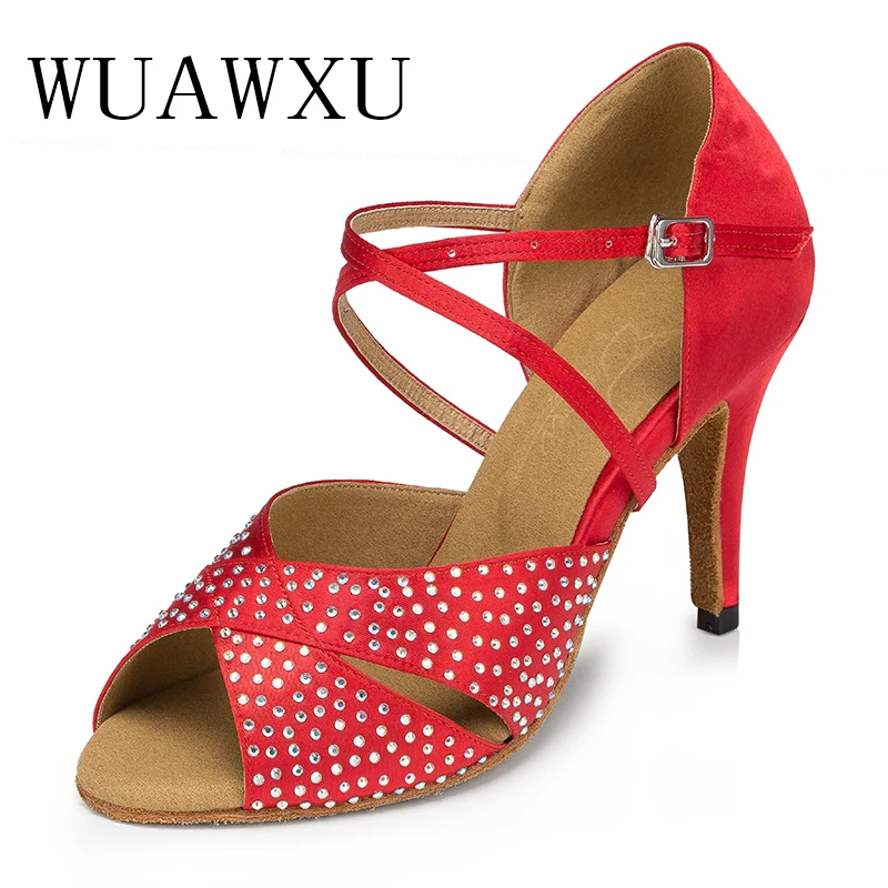 NATASHA Hot selling black and white glitter cloth women's Latin dance shoes National standard dance shoes Party square dance sho