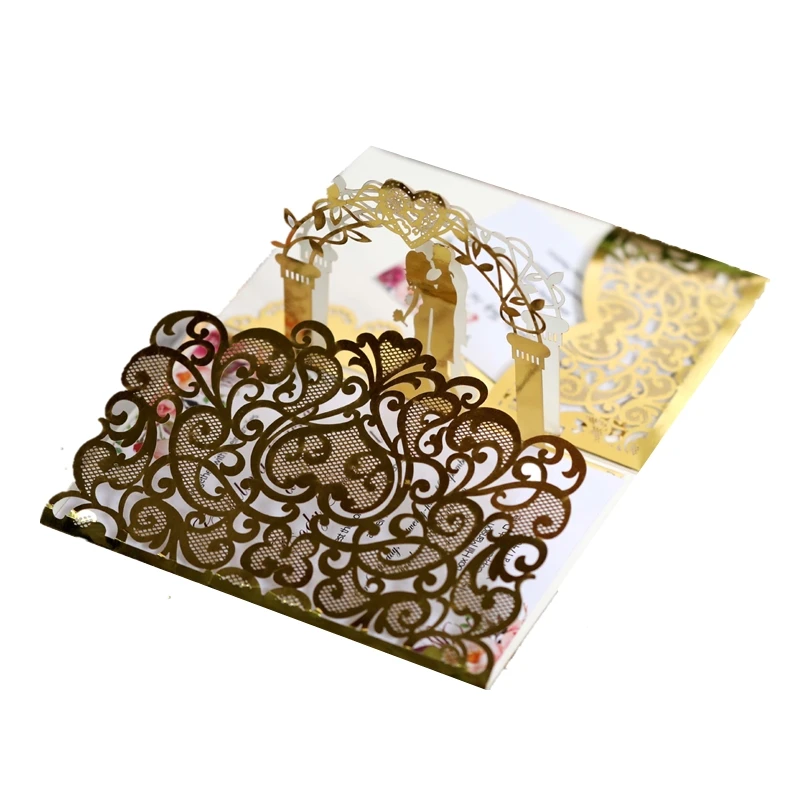 Laser Cut Wedding Invitation Cards Engagement Bride Groom Love Heart Invitations Marriage Supplies Luxury Greeting Card Envelope