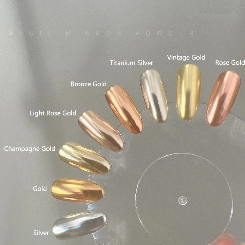 Manicure Magic Champagne Aurora Mirror Powder Silver Metallic Paint Gloss Strong Mirror Delicato Glitter Flash Shell