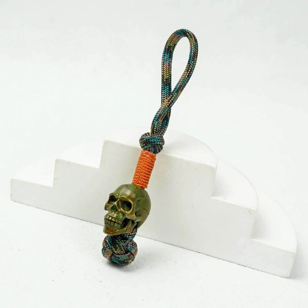 스컬 아웃도어 툴 나이프 비즈 장식 우산줄 엮은 나이프 펜던트 EDC 펜던트 키체인 DIY 백팩 장식품