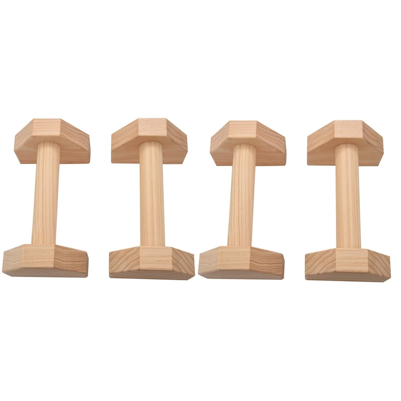 

Top!-2 Pair Parallettes Gymnastics Calisthenics Handstand Bar Wooden Training Gear Push-Ups Double Rod Stand