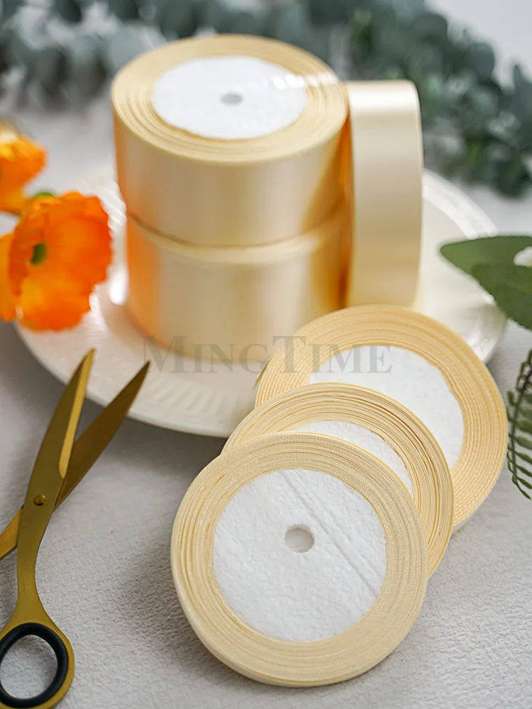 Beige Satin Ribbon 25yards 6mm 10mm 15mm 25mm 38mm 50mm Sash Gift Bow Handmade DIY Craft Wedding Party Supply Decoration satin ribbons ribbon decoration ribbon supplies satin ribbon