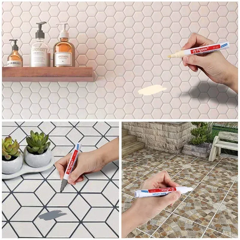 Tile Pen Permanent Wall Grout Restorer Pens White Repair Marker Grout Tile Pen Restorer Renew Repair Wall Floor