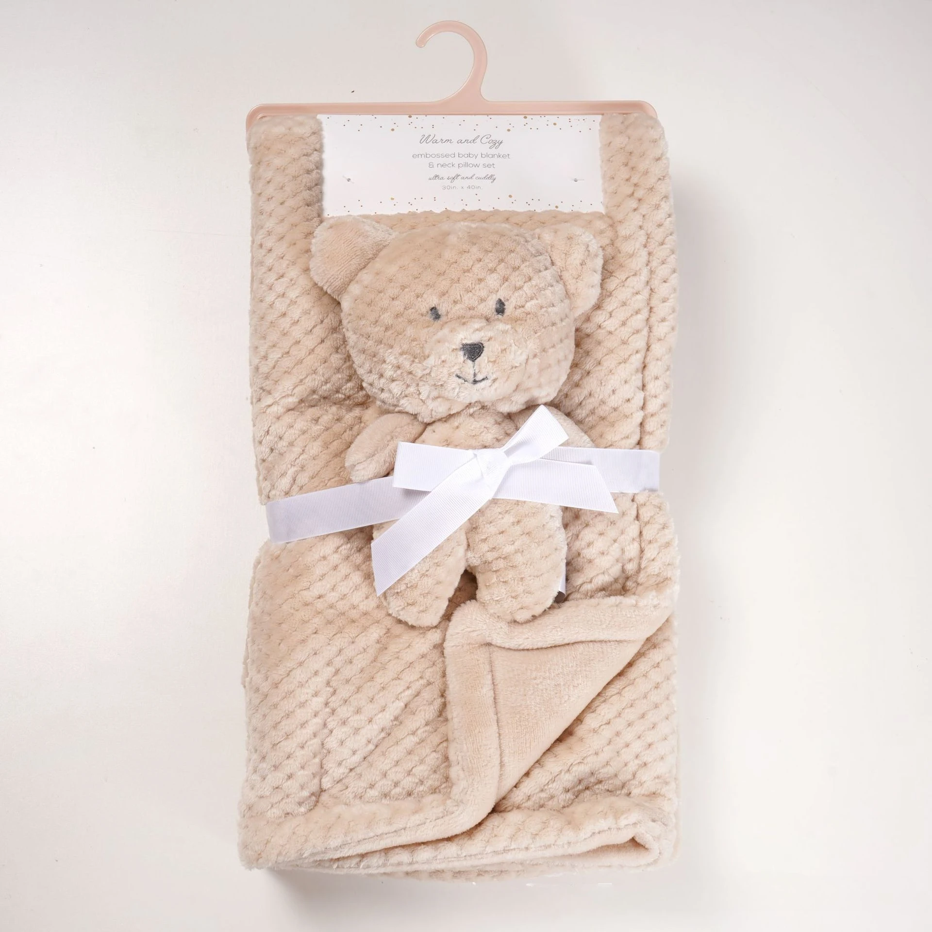 Couverture bébé polaire rose avec peluche décorative idéale pour le sommeil et la sieste