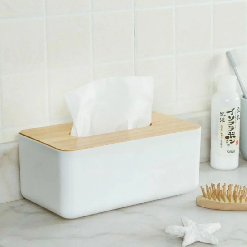 Plastic Tissue Box Modern Wooden Cover Paper with Oak Home Car Napkins Holder Case Home Organizer Decoration Tools tissue box 4
