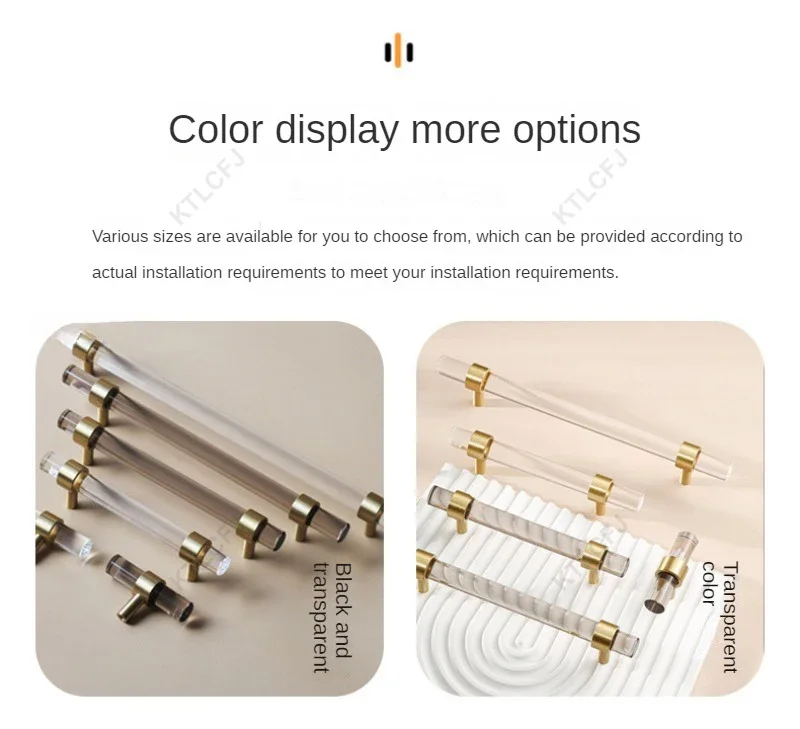 Description Picture 3 of itemEuropean Acrylic Handle American Transparent/Black Cabinet Drawer Wardrobe Door Handle Single Hole 96/128/160/224mm