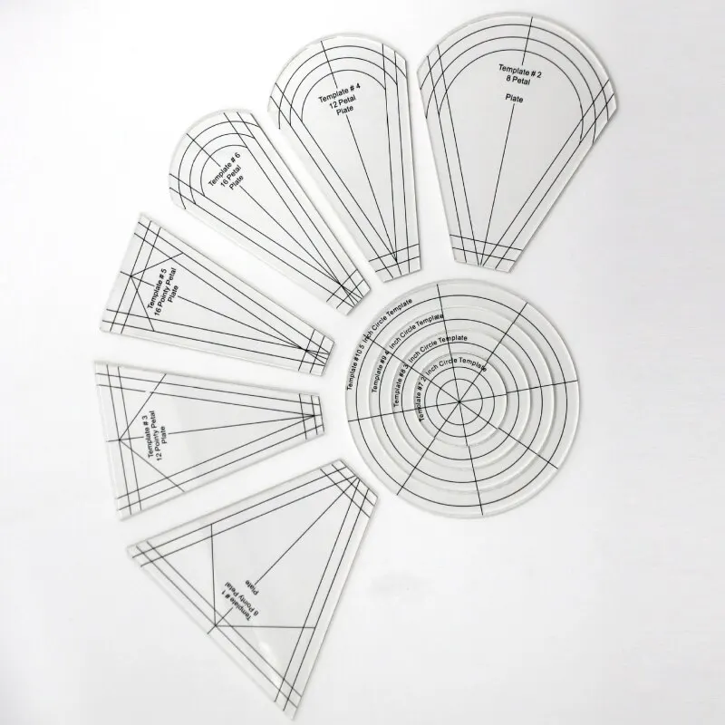 10-Piece Transparent Acrylic Sewing Patchwork Ruler Set