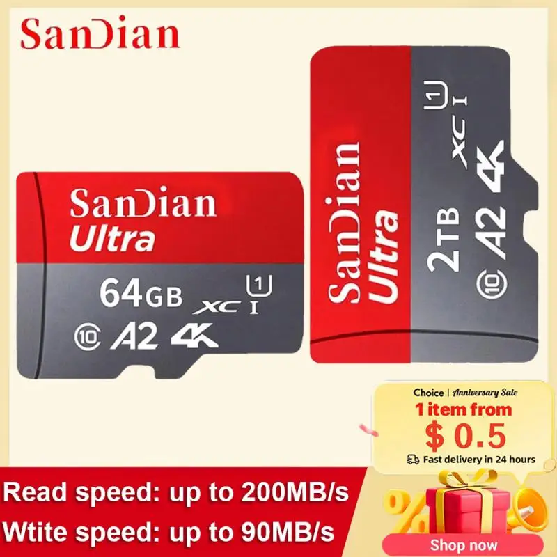 

Original 2TB SD Card Memory Card TF/SD 128GB 256GB 512GB Mini Memory Card Class10 For Camera/Phone 2024 NEW