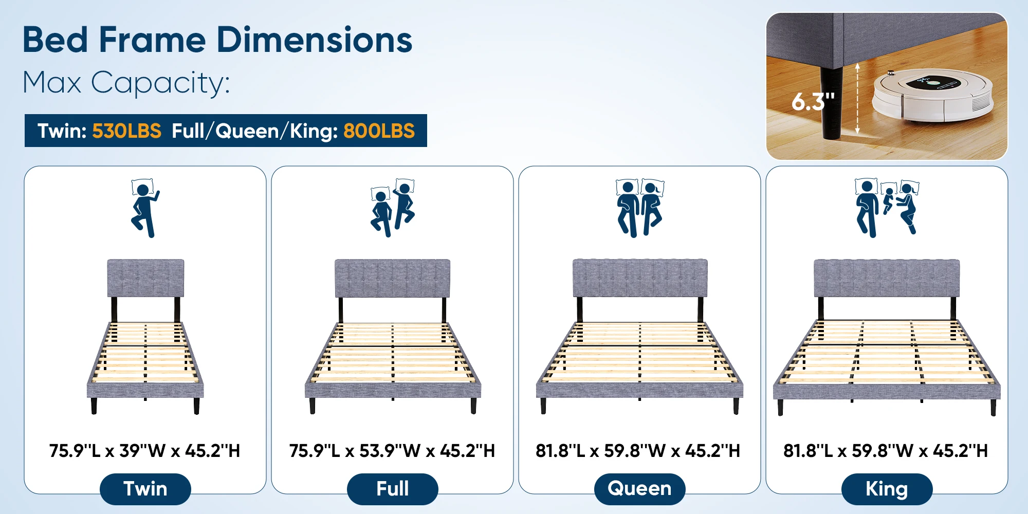 bed frame angled view