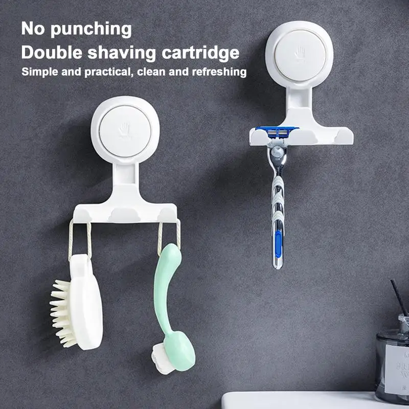

Shower Razor Holder Adhesive Reusable Shower Razor Holder Suction Hooks Multifunctional Wall Hooks For Loofah Towels Hat Coat