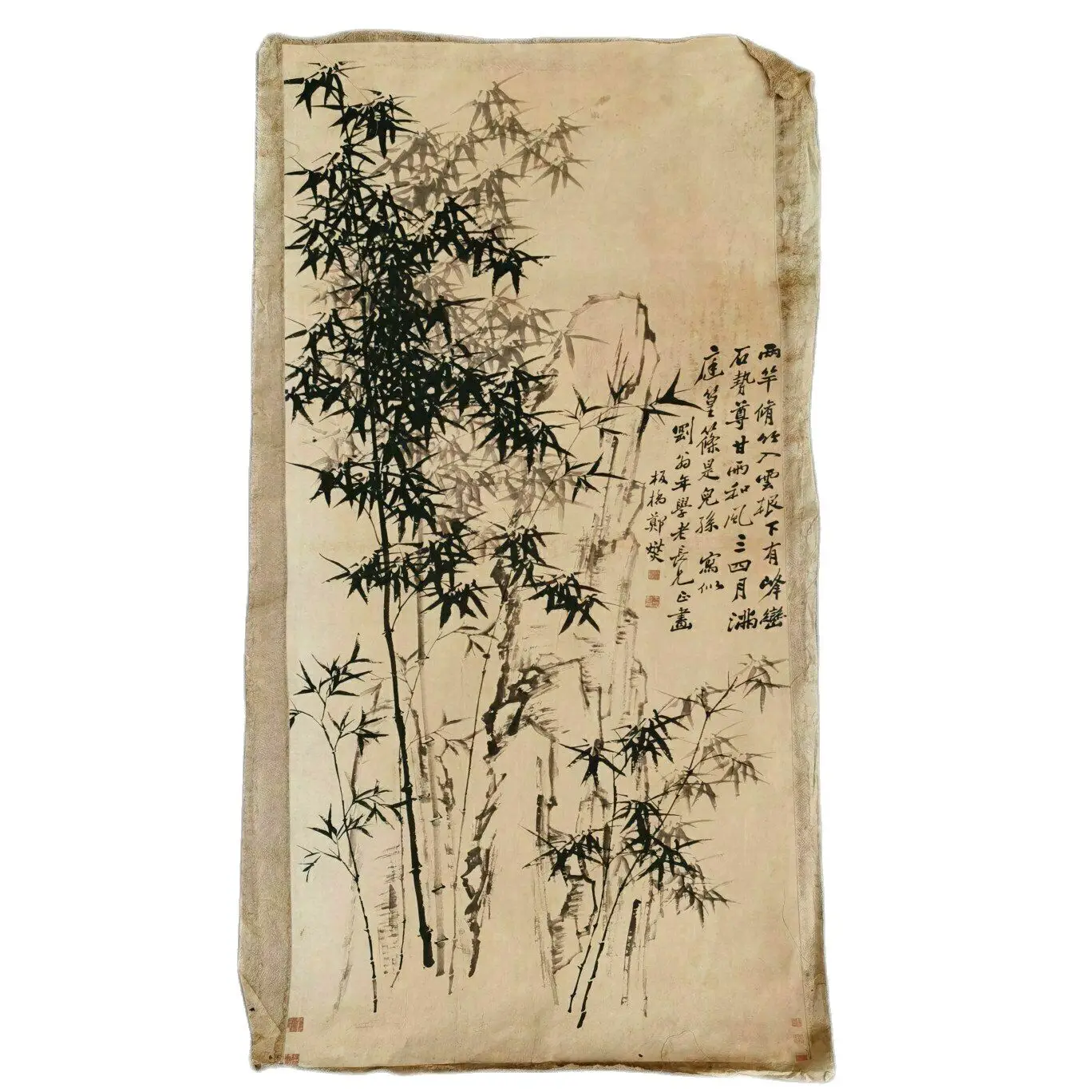 

Chinese Old Scroll Zheng Banqiao Bamboo Painting Rice Paper Painting Slice
